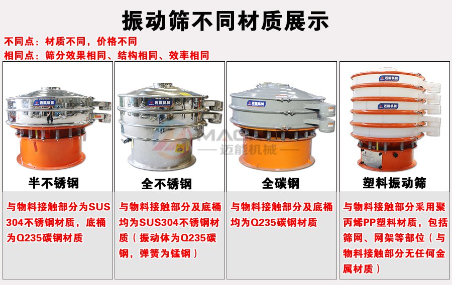 味精振動篩不同材質